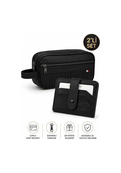 Newish Polo Erkek Kartlık Cüzdan Ve Portföy Clutch Günlük El Çantası - New174 Siyah - Beyaz