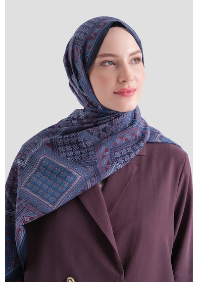 Armine Elegance Pamuk - İpek Şal As464 Siyah-mavi
