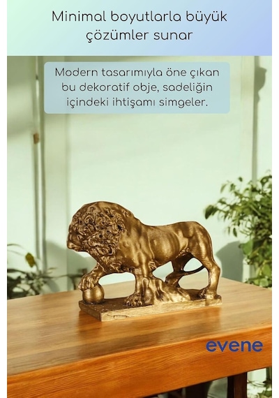 Dekoratif Obje Biblo Aslan Heykel Altın Eskitme Model 61, Ebiblomodel61 Diğer