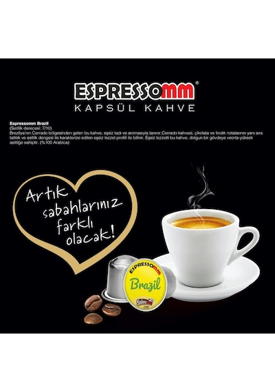 Espressomm® Single Origin Brazil Alüminyum Kapsül Kahve 100 Adet