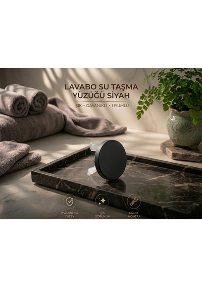 Lavabo Su Taşma Yüzüğü - Mat Siyah