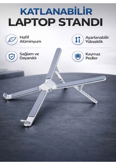 Katlanabilir Alüminyum Laptop Ve Tablet Standı Ayarlanabilir Kaymaz Taşınabilir Ergonomik Tutucu