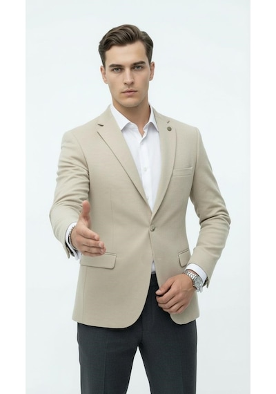 Plus Scorpion Erkek Kolu Yamalı Blazer Ceket Taş Renk, İtalyan Kesim Slim Fit, Şık Tasarım Taş Plus Scorpion Erkek Kolu Yamalı Blazer Ceket Taş Renk, İtalyan Kesim Slim Fit, Şık Tasarım Taş