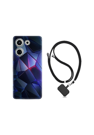 Tecno Camon 20 Pro Kılıf Desenli İpli Boyun Askılı Silikon Üçgenler 2 1872