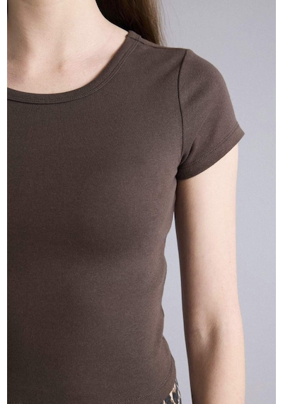 DeFacto Coool Fitted Basic Düz Ribana Kısa Kollu Tişört	 E0288AX25SMBN581