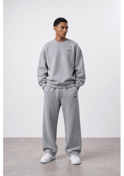 Erkek Respire Basic Oversize Sweatshirt Gri Melanj