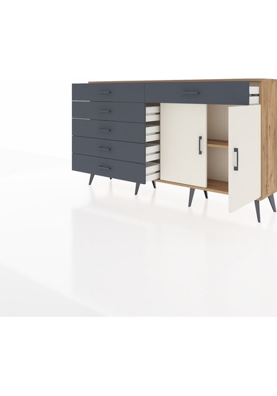 Arges Konsol Tek Raflı 6 Çekmeceli 2 Kapaklı 176x30x99 Çam-aytaşı Çam-aytaşı/antrasit Arges Konsol Tek Raflı 6 Çekmeceli 2 Kapaklı 176x30x99 Çam-aytaşı Çam-aytaşı/antrasit