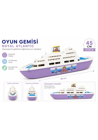 Royal Atlantic 45 Cm Büyük Boy Oyun Gemisi Çocuklar İçin Oyuncak Gemi Mavi