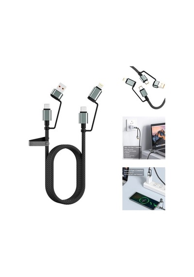 4'ü 1 Arada 100w Akıllı Tasarım Yüksek Dayanıklılık Çoklu Uyumlu Örgülü Hızlı Şarj Kablosu 100w Type-c To Type-c