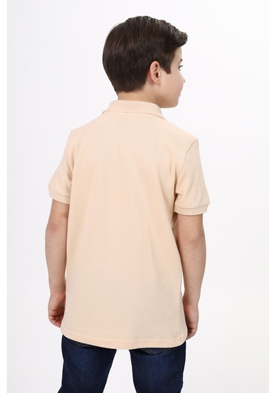 Toontoy Kids Toontoy Unisex Polo Yaka Düğmeli Uzun Kısa Tişört Bej