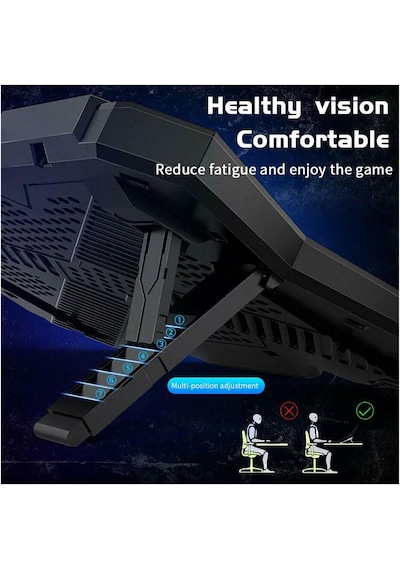 Rgb Led 6 Fanlı Notebook Soğutucu Fan Kontrollü 2 Usb 7 Kademeli