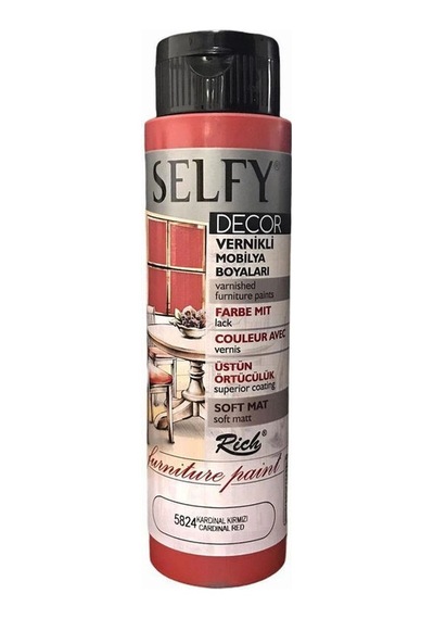 Rich Selfy Decor Vernikli Boya 500 Cc 5824 Kardinal Kırmızı Renk