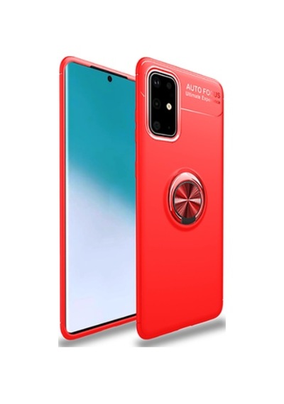 Samsung Galaxy Uyumlu M31s Kılıf Yüzüklü Sağlam Esnek Ringo Silikon Kapak Kirmizi