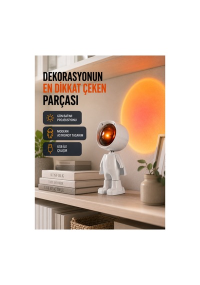 Astraltech Gün Batımı Efekti Sunan Astronot Led Masa Lambası Yeni Nesil Çok Renkli