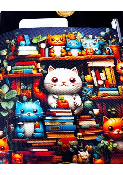 Askılı - Kitap/tablet/ebook Çantası Çıkarılabilir Askı Kediler Siyah