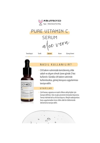 Skin401 %10 Vitamin C Aydınlatıcı Renk Tonu Eşitleyici Serum 30ml