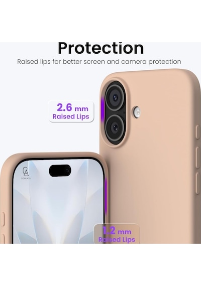 Apple Uyumlu iPhone 17 Içi Kadife Lansman Kılıf Ve Seramik Tam Kaplayan Cam Ekran Koruyucu Desert Gold