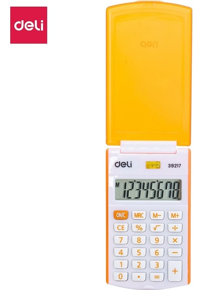 Deli 39217 Mini Hesap Makinası Kapaklı Turuncu Çok Renkli