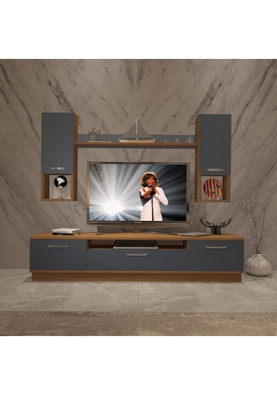 Decoraktiv Trio 5da Mdf Tv Ünitesi Tv Sehpası Ceviz - Antrasit