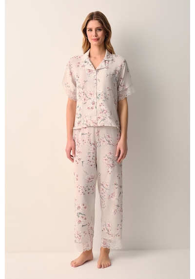 Suwen Beatrix Gömlek Yaka Pijama Takımı Sh26522660b1185 Bej
