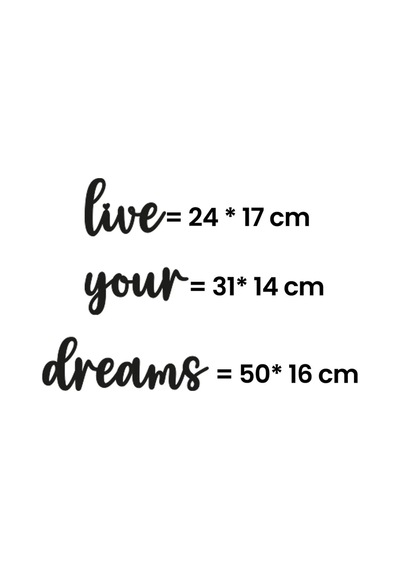 Ahşap Siyah "live Your Dreams" Yazılı Duvar Tablosu Modern Tasarım