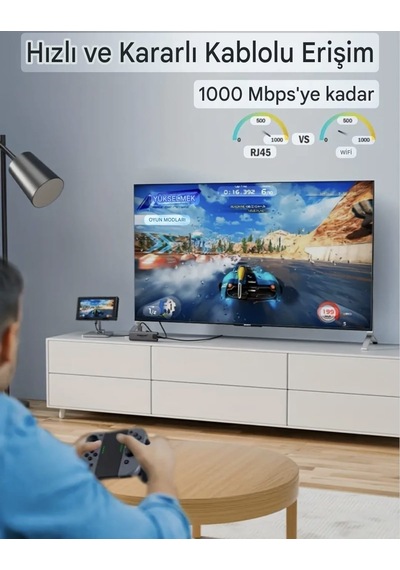 Lemorele 6'nın 1'i Type-c Pd 100w/ Hdmı 4k/rj45 1000mbps./usb 3.0 Hub Çoklayıcı Çoğaltıcı Adaptör Ce Lisanslı