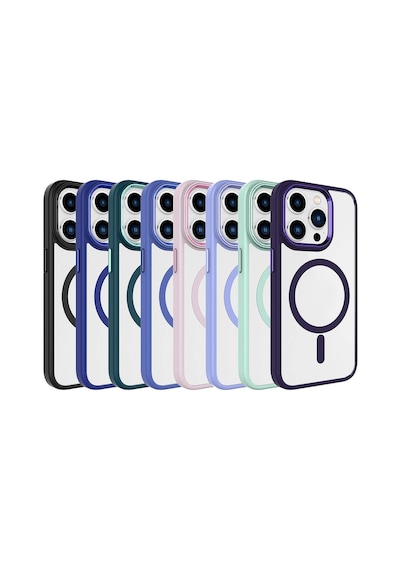 Zore İphone 15 Pro Uyumlu Wireless Şarj Özellikli Ogaa Krom Magsafe Silikon Kılıf-koyu Yeşil