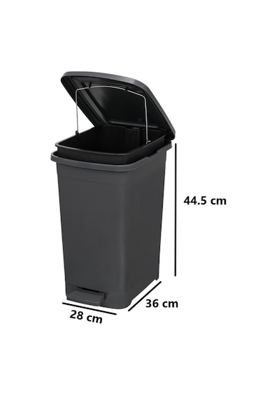 Omnipazar Elf-i342 Slim Pedallı Plastik Çöp Kovası İç Kovalı 25 Lt Antrasit