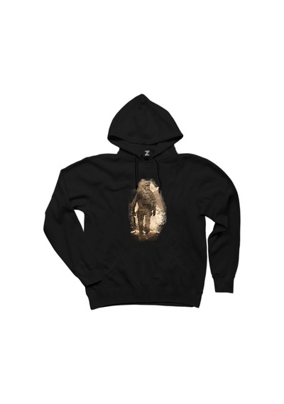 Call Of Duty Soldier Siyah Kapşonlu Sweatshirt Hoodie Siyah
