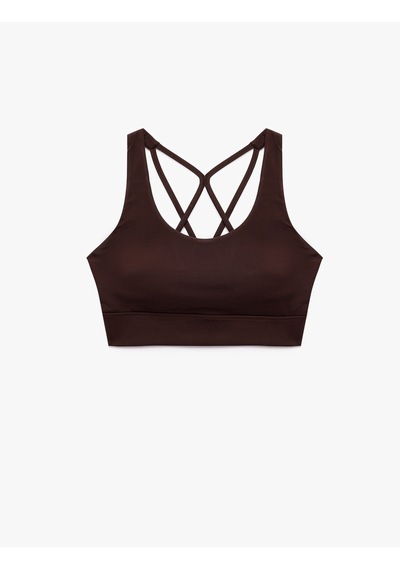Koton Slim Fit U Yaka Kolsuz Sırt Detaylı Kaplı Sporcu Sütyeni Kahverengi 7wak30034nk Kahve