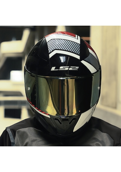 Sarı Cam + Ls2 Rapid 2 Race Extra Kask Beyaz - Kırmızı