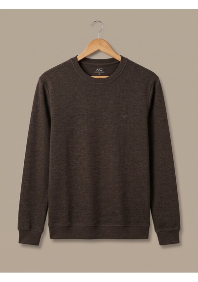 Maccali Erkek Kahve Selanik Bisiklet Yaka Sweatshirt
