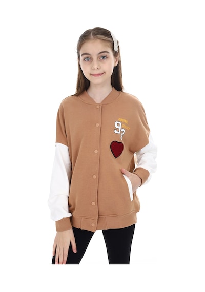 Toontoy Kız Çocuk Baskılı Kolej Hırka Kahverengi