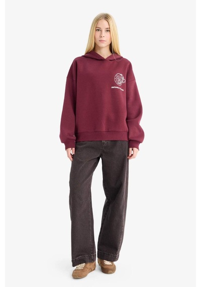 Defacto Coool Overshirt Fit Kapüşonlu Baskılı Kalın Kumaş Sweatshirt G0181ax25wnbr98 Bordo Defacto Coool Overshirt Fit Kapüşonlu Baskılı Kalın Kumaş Sweatshirt G0181ax25wnbr98 Bordo