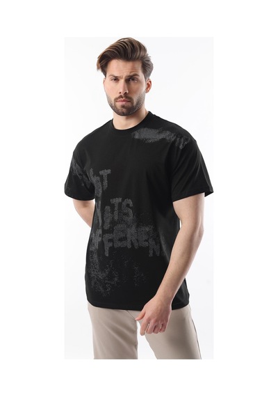 Madmext Siyah Baskılı Erkek T-shirt E7115 Siyah