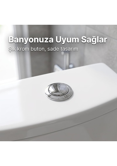 Lexroo Rezervuar İç Takımı Çift Kademeli 3/6 L Krom Butonlu Alttan Su Girişli Sessiz Dolum Valfli Standart