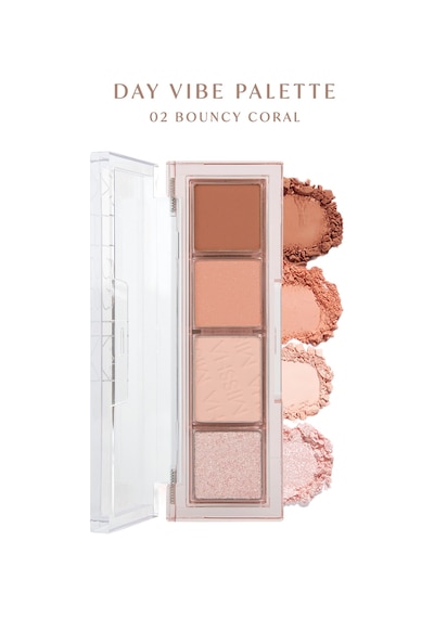 Yoğun Pigmentli Mat Ve Işıltılı Tonlar Barındıran 4'lü Far Paleti Day Vibe Palette 2 Bouncy Coral 2