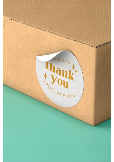 Thank You Sticker Ambalaj Paket Etiketi - 3x3cm 90 Adet - St2101 Çok Renkli