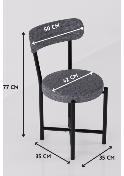 Sandalye 2 Adet Keten Kumaş Metal Ayak Modern Mutfak Sandalyesi Cafe Balkon Ofis Teddy 9812 Gri Altın