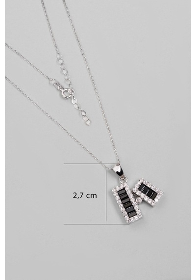 Baget Kesim 18 Ayar Beyaz Altın Kaplama 43 Cm Gümüş Kolye