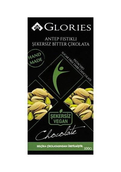 2 Adet Glories Antep Fıstık Şekersiz Bitter Çikolata100 G