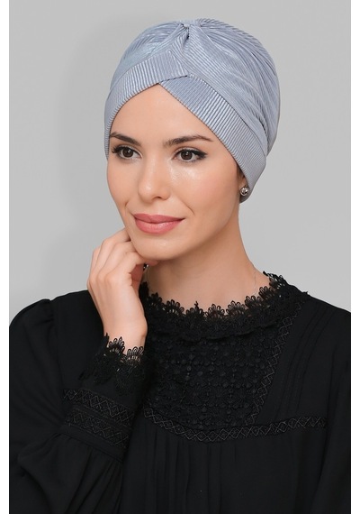 Hürrem Bone Gri Pratik Hazır Geçmeli Tesettür Bone Fukuro Piliseli Tek Çapraz (545490654) Gri