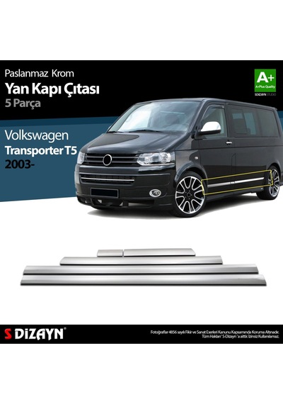 S-Dizayn  Volkswagen T5 Transporter Krom Yan Kapı Çıtası 5 Prç 2003-2010 K