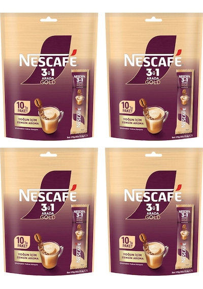 Nescafe Gold 3in1 Yoğun İçim 17 Gr 10 Lu X 4 Adet Çözünebilir