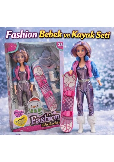 Elonna Urban Life Kayakçı Moda Bebeği - Snowboard Ve Kışlık Aksesuarlı 30 Cm Oyuncak Bebek