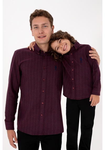 U.S. Polo Assn. Erkek Çocuk Bordo Gömlek Desenli 50316670-vr014