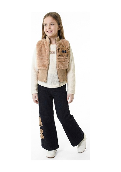 Xo Kids Kız Çocuk Folarlı 3lu Alt Üst Takım 7-14 Yaş 3907-4907 Bej