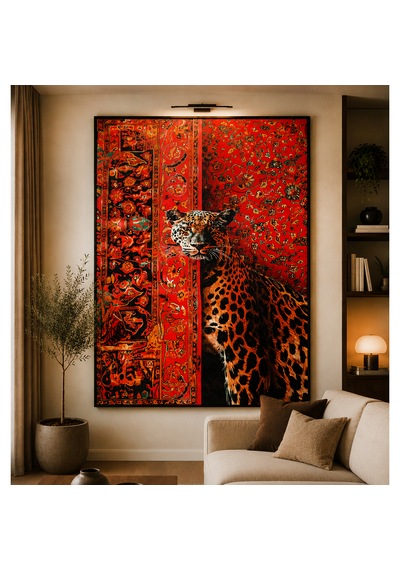 Leopar Desenli Halı Duvar Halısı 120 Cm X 180 Cm 5901 Kırımızı