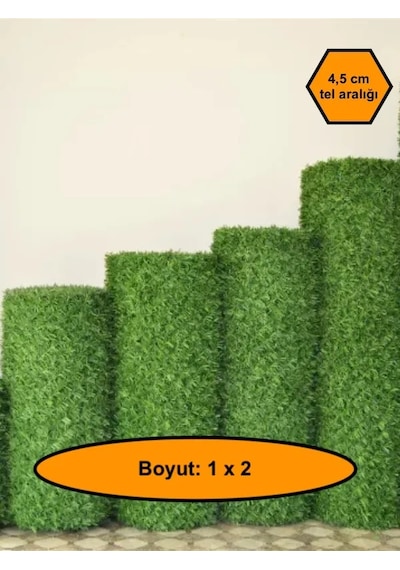 1x2 Metre Çim Çit. Bahçe Çiti. Dekoratif Telli Çit. Yapay Çim Çit