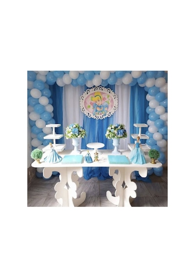 Makaron Mavi Ve Pastel Beyaz Balon Zinciri 100 Adet Mix